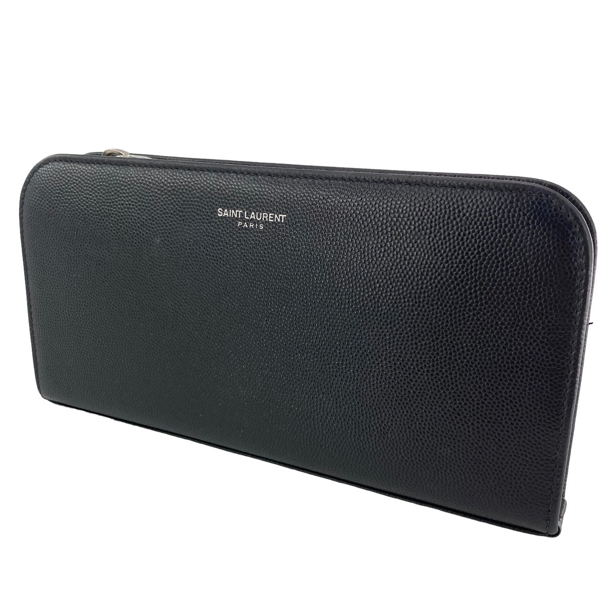 【中古】 Saint Laurent サンローラン フルジップウォレット メンズ 長財布 黒 グレインレザー 23016367 AS