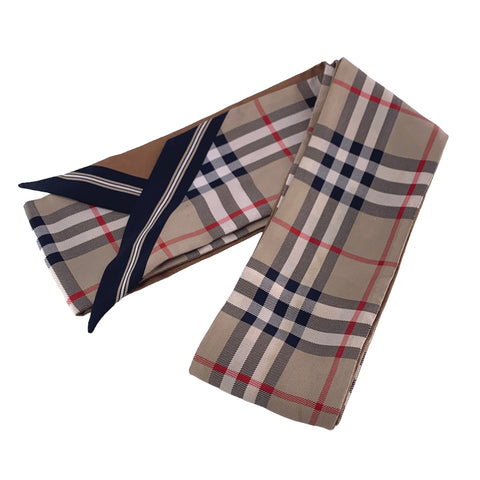 【中古】 BURBERRY バーバリー  レディーススカーフ   ヴィンテージチェック＆ロゴプリント シルク スキニースカーフ 23016781 NT