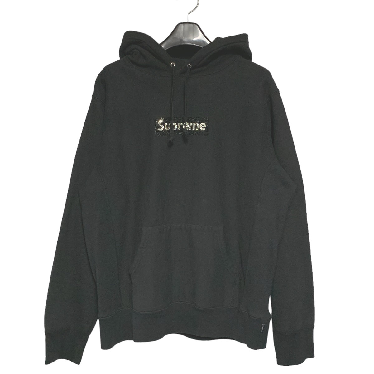 【中古】 SUPREME シュプリーム 19SS SWAROVSKI Box Logo Hooded Sweatshirt M ブラック 黒 スワロフスキー ボックスロゴ プルオーバー パーカー フーディ 23017069 RS