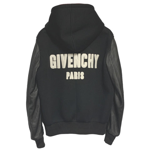 【中古】 Givenchy ジバンシィ ジップアップパーカー 46 BM000Y6003 ブラック ネオプレン レザー ロゴ アウター ブルゾン ジャケット フーディ 23017764 RS