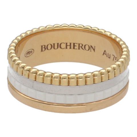 【中古】 BOUCHERON ブシュロン quatre white edition キャトル ホワイト リング スモール 52 12号 JRG01596 K18 WG YG PG セラミック ホワイトゴールド イエローゴールド ピンクゴールド 指輪 23018628 RS