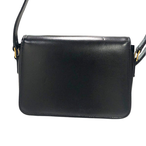 【中古】 CELINE セリーヌ ティーン トリオンフ バッグ シャイニーカーフスキン ブラック ゴールド金具 ショルダーバッグ 188423BF4.38NO 23019601 HO