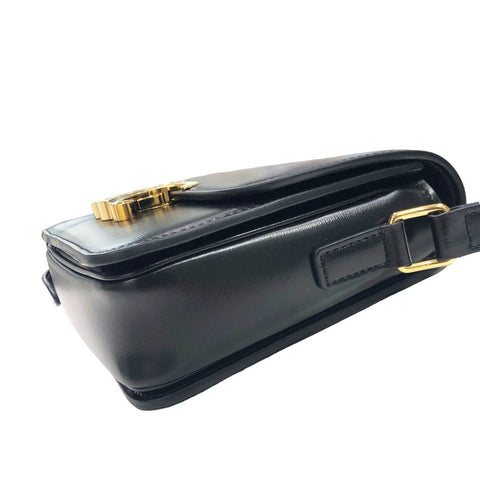 【中古】 CELINE セリーヌ ティーン トリオンフ バッグ シャイニーカーフスキン ブラック ゴールド金具 ショルダーバッグ 188423BF4.38NO 23019601 HO