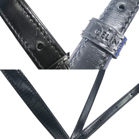 【中古】 CELINE セリーヌ ティーン トリオンフ バッグ シャイニーカーフスキン ブラック ゴールド金具 ショルダーバッグ 188423BF4.38NO 23019601 HO