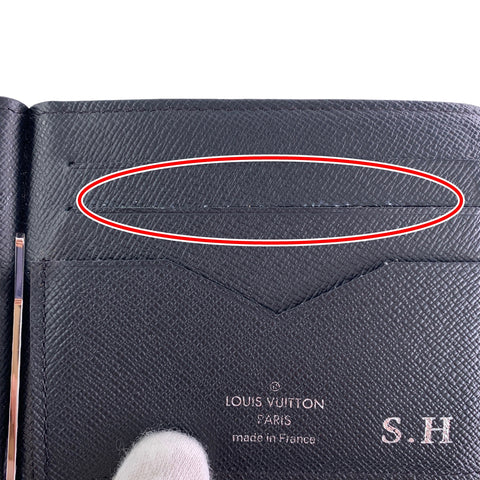 【中古】 LOUIS VUITTON ルイ・ヴィトン メンズ財布  ポルトフォイユ・パンス ダミエ・グラフィット 二つ折り財布 ビルクリップ カードケース 23019674 MK