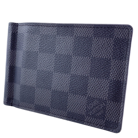 【中古】 LOUIS VUITTON ルイ・ヴィトン メンズ財布  ポルトフォイユ・パンス ダミエ・グラフィット 二つ折り財布 ビルクリップ カードケース 23019674 MK