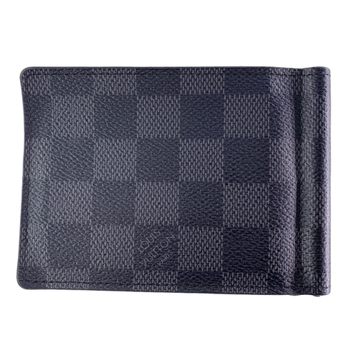 【中古】 LOUIS VUITTON ルイ・ヴィトン メンズ財布  ポルトフォイユ・パンス ダミエ・グラフィット 二つ折り財布 ビルクリップ カードケース 23019674 MK
