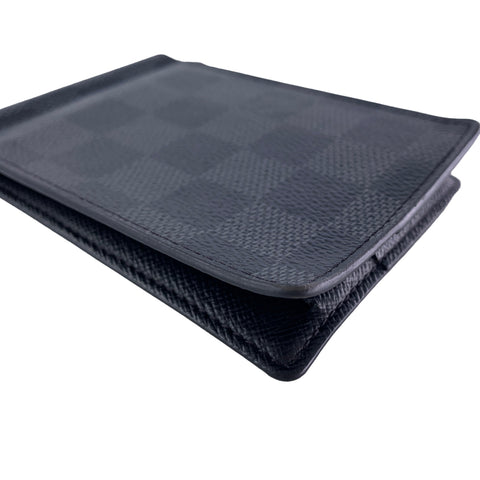 【中古】 LOUIS VUITTON ルイ・ヴィトン メンズ財布  ポルトフォイユ・パンス ダミエ・グラフィット 二つ折り財布 ビルクリップ カードケース 23019674 MK