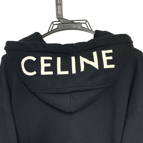 【中古】 CELINE セリーヌ CELINE フーディ コットンフリース パーカー  2Y497670Q.38AW ジップアップ ロゴ メンズ 23020270 AO