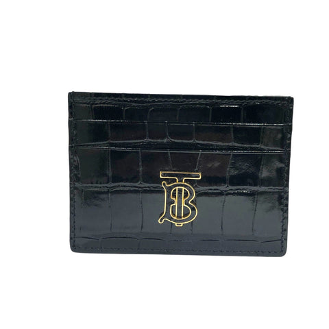 【中古】 BURBERRY バーバリー  クロコ型押しレザー TBロゴ カードケース 8059203 黒  23020564 HO