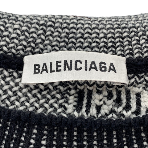 【中古】 BALENCIAGA バレンシアガ クルーネック3Dスクリブル ニット セーター 628730 T3180 ブラック ホワイト 2020AW 23020574 AT