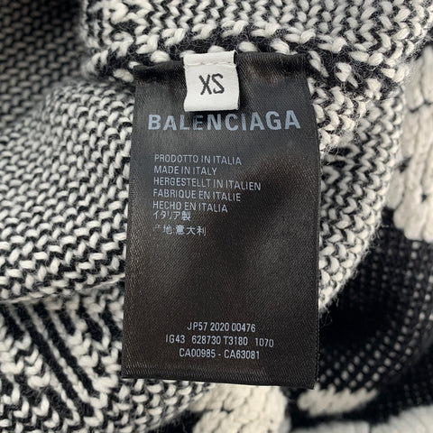 【中古】 BALENCIAGA バレンシアガ クルーネック3Dスクリブル ニット セーター 628730 T3180 ブラック ホワイト 2020AW 23020574 AT