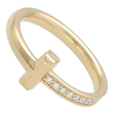 【中古】Tiffany＆Co. ティファニー 67795075 Tワンリング イエローゴールド パヴェダイヤモンド #13 23020991 MK