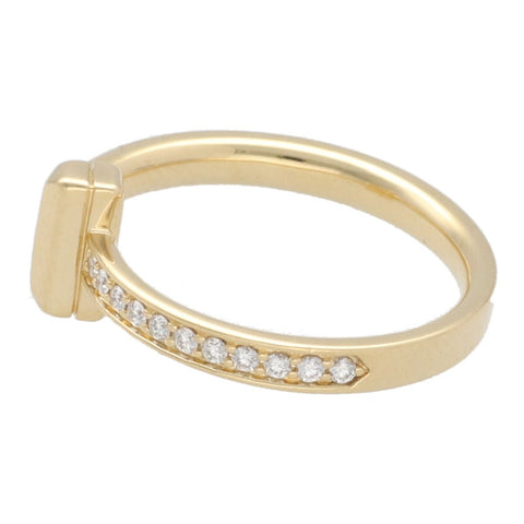 【中古】Tiffany＆Co. ティファニー 67795075 Tワンリング イエローゴールド パヴェダイヤモンド #13 23020991 MK