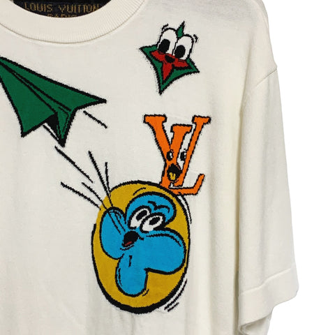 【中古】 LOUIS VUITTON ルイ・ヴィトン モノグラムコミックスインターシャショートスリーブクルーネック Tシャツ  1AB54D  23021013 AO