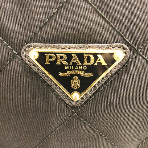 【中古】 PRADA プラダ  トートバッグ   ナイロン チェーントート ブラック キルティング 23021735 AK