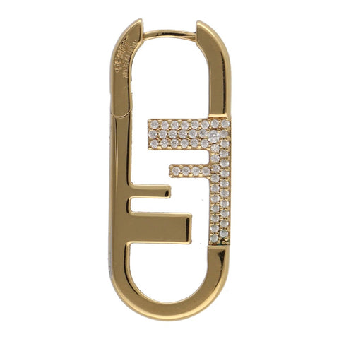 【中古】 Fendi フェンディ オーロック シングル イヤリング ラインストーン 8AH290A44GF089U ゴールド ピアス FF ズッカ アクセサリー 23021746 RS