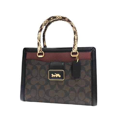 【中古】 COACH コーチ  グレース キヤリーオール・シグネチヤー キヤンバス 2WAY ハンドバッグ CD701 ブラウン 23022341 HO