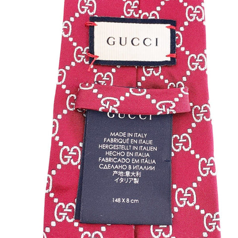 【中古】 GUCCI グッチ  ネクタイ   GGパターン ネクタイ レッド タグ取れ掛け 23023117 YM