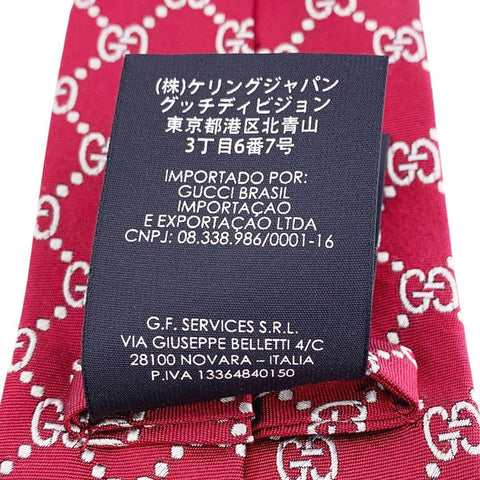 【中古】 GUCCI グッチ  ネクタイ   GGパターン ネクタイ レッド タグ取れ掛け 23023117 YM