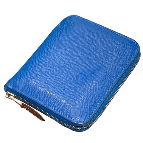 【中古】 HERMES エルメス アザップ コンパクト シルクイン レディース財布  ヴォーエプソン X刻印 ブルー  23023279 AS