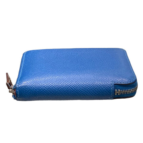 【中古】 HERMES エルメス アザップ コンパクト シルクイン レディース財布  ヴォーエプソン X刻印 ブルー  23023279 AS