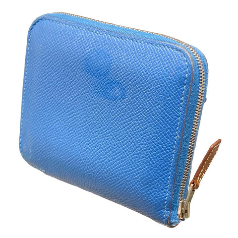 【中古】 HERMES エルメス アザップ コンパクト シルクイン レディース財布  ヴォーエプソン X刻印 ブルー  23023279 AS