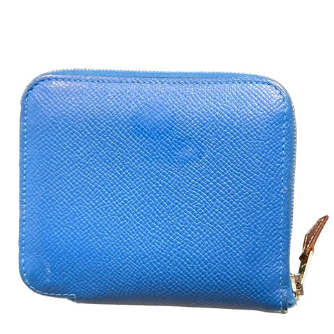 【中古】 HERMES エルメス アザップ コンパクト シルクイン レディース財布  ヴォーエプソン X刻印 ブルー  23023279 AS