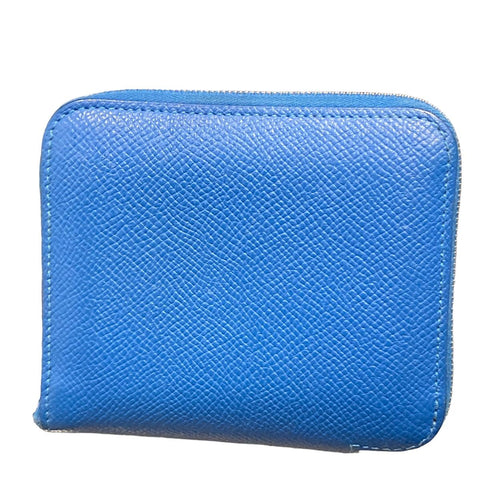 【中古】 HERMES エルメス アザップ コンパクト シルクイン レディース財布  ヴォーエプソン X刻印 ブルー  23023279 AS