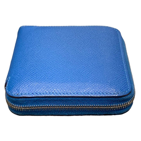 【中古】 HERMES エルメス アザップ コンパクト シルクイン レディース財布  ヴォーエプソン X刻印 ブルー  23023279 AS