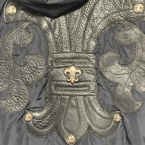 【中古】 CHROME HEARTS クロムハーツ ディジェネレイト バックBSフレアレザー切替ナイロンブルゾン ジャケット フード コート シルバー メンズ ダガージップ 23023438 AO