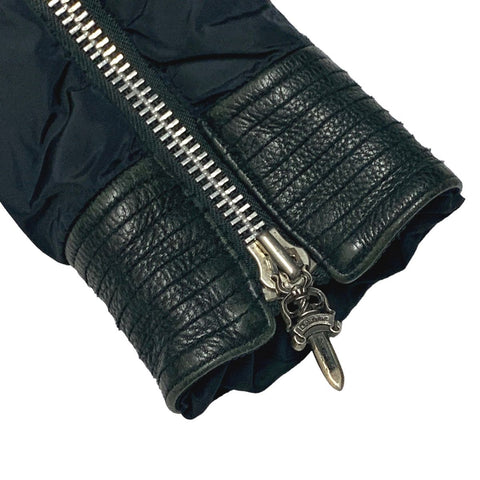 【中古】 CHROME HEARTS クロムハーツ ディジェネレイト バックBSフレアレザー切替ナイロンブルゾン ジャケット フード コート シルバー メンズ ダガージップ 23023438 AO