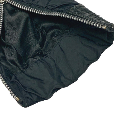 【中古】 CHROME HEARTS クロムハーツ ディジェネレイト バックBSフレアレザー切替ナイロンブルゾン ジャケット フード コート シルバー メンズ ダガージップ 23023438 AO
