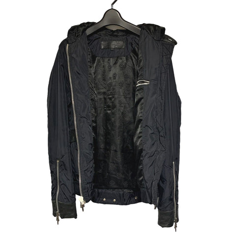 【中古】 CHROME HEARTS クロムハーツ ディジェネレイト バックBSフレアレザー切替ナイロンブルゾン ジャケット フード コート シルバー メンズ ダガージップ 23023438 AO