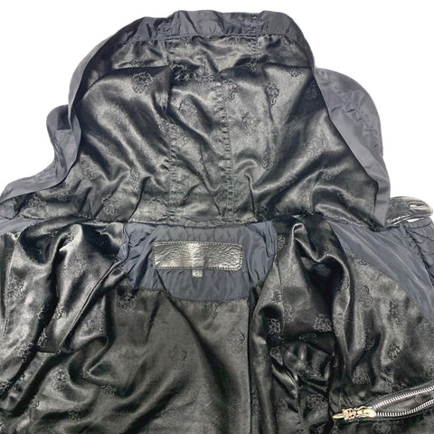 【中古】 CHROME HEARTS クロムハーツ ディジェネレイト バックBSフレアレザー切替ナイロンブルゾン ジャケット フード コート シルバー メンズ ダガージップ 23023438 AO