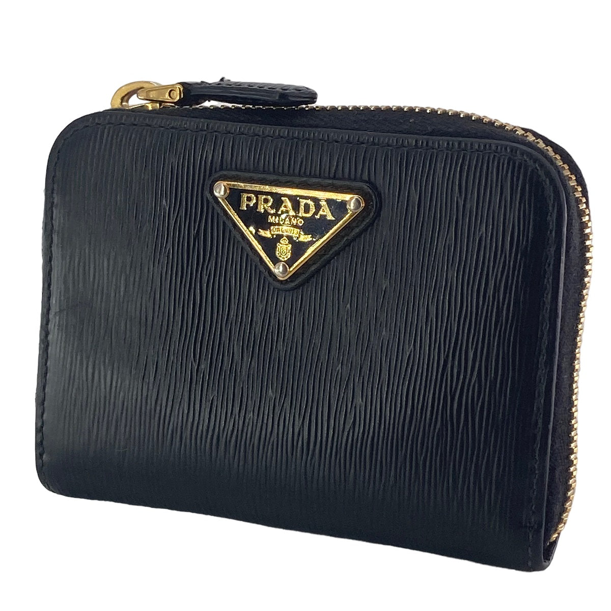 【中古】 PRADA プラダ サフィアーノトライアングル コインケース 財布 レザー 黒 23023522 AS