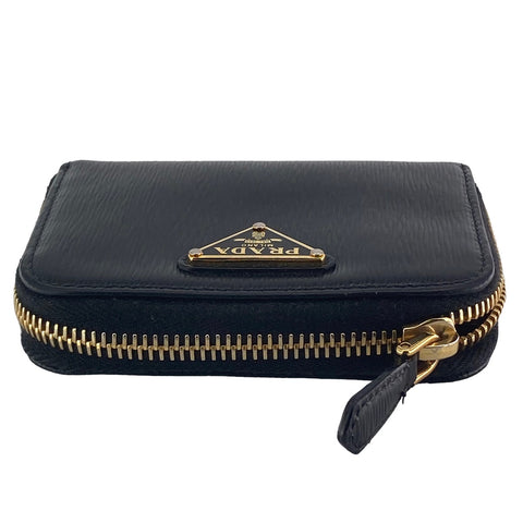 【中古】 PRADA プラダ サフィアーノトライアングル コインケース 財布 レザー 黒 23023522 AS