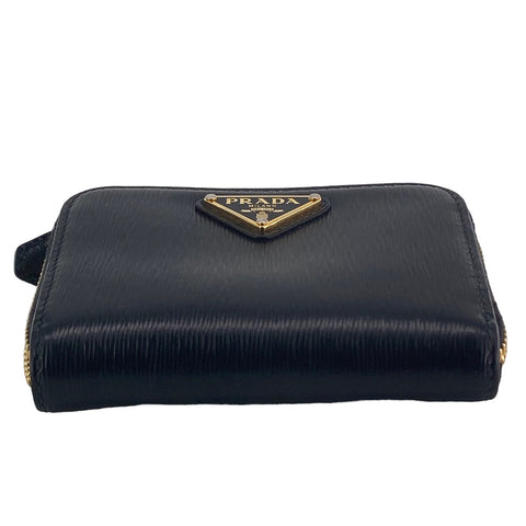 【中古】 PRADA プラダ サフィアーノトライアングル コインケース 財布 レザー 黒 23023522 AS