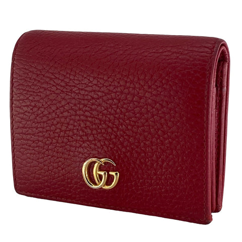 【中古】 GUCCI グッチ GGマーモントコンパクトウォレット 赤 ２つ折り財布 456126  23023721 AS