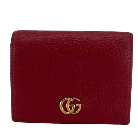 【中古】 GUCCI グッチ GGマーモントコンパクトウォレット 赤 ２つ折り財布 456126  23023721 AS