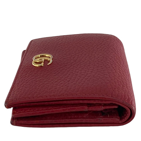 【中古】 GUCCI グッチ GGマーモントコンパクトウォレット 赤 ２つ折り財布 456126  23023721 AS