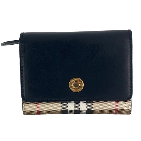 【中古】 BURBERRY バーバリー  メンズ財布   ヴィンテージチェック＆レザー スモール ３つ折り財布 23024015 AS