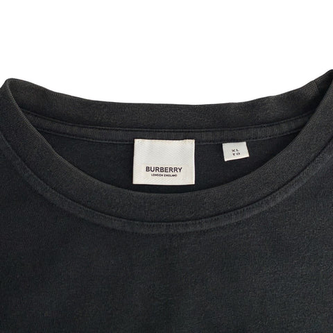 【中古】 BURBERRY バーバリー ロゴプリント レイヤード スリーブ Tシャツ 8029139 XLサイズ ブラック長袖 カットソー 23024019DS