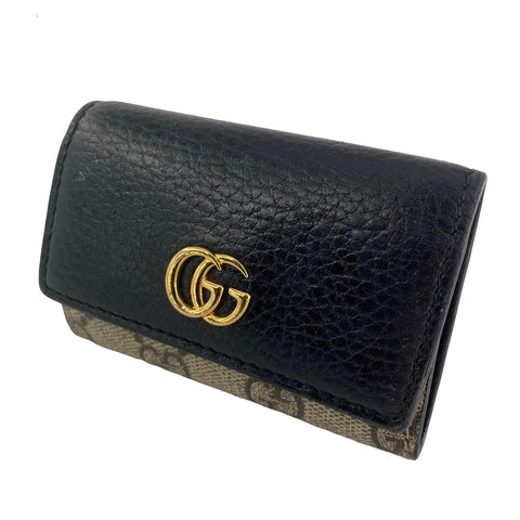 【中古】 GUCCI グッチ  キーケース GGマーモント ブラック レザー 6連 キーケース 456118 23025348 AS