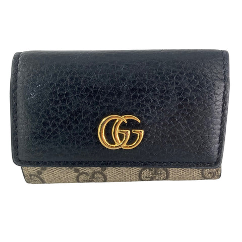 【中古】 GUCCI グッチ  キーケース GGマーモント ブラック レザー 6連 キーケース 456118 23025348 AS