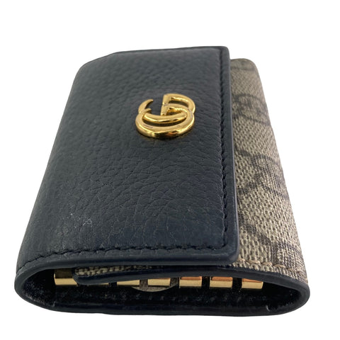 【中古】 GUCCI グッチ  キーケース GGマーモント ブラック レザー 6連 キーケース 456118 23025348 AS