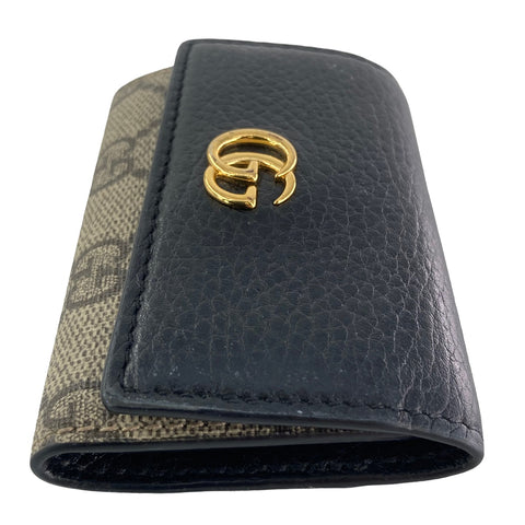 【中古】 GUCCI グッチ  キーケース GGマーモント ブラック レザー 6連 キーケース 456118 23025348 AS