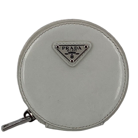 【中古】 PRADA プラダ ラウンドミニポーチ レディース コインケース  1TL431 白 ホワイト 丸型 ラウンド  23025690 AS