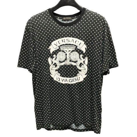 【中古】 VERSACE ヴェルサーチ ロゴ プリントドット Tシャツ A82462 ブラック XL カットソー 半袖 23025738DS