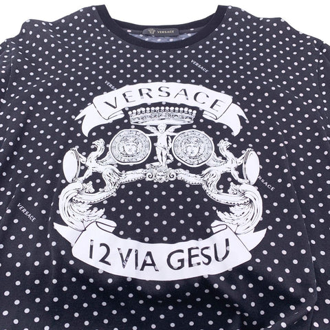 【中古】 VERSACE ヴェルサーチ ロゴ プリントドット Tシャツ A82462 ブラック XL カットソー 半袖 23025738DS